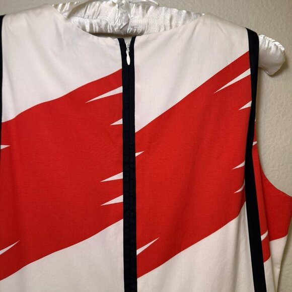 Vince Camuto Stripe Red Black white Midi Dress Size 8 Fit And Flare - Picture 8 of 8